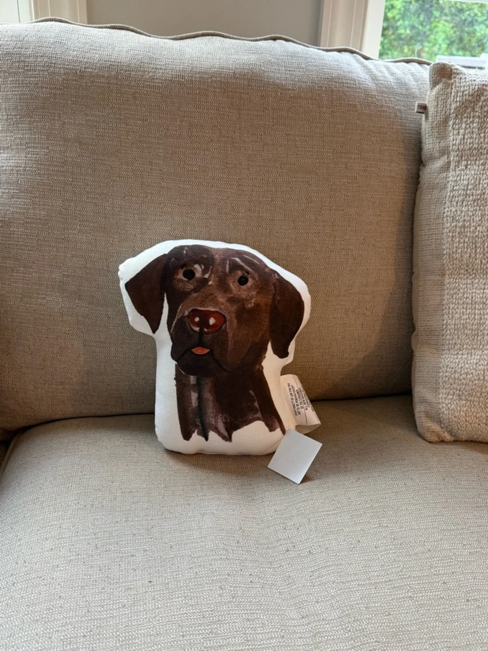 NWT 9”x10” Brown Labrador Dog Face Pillow - Decorative Plush Accent